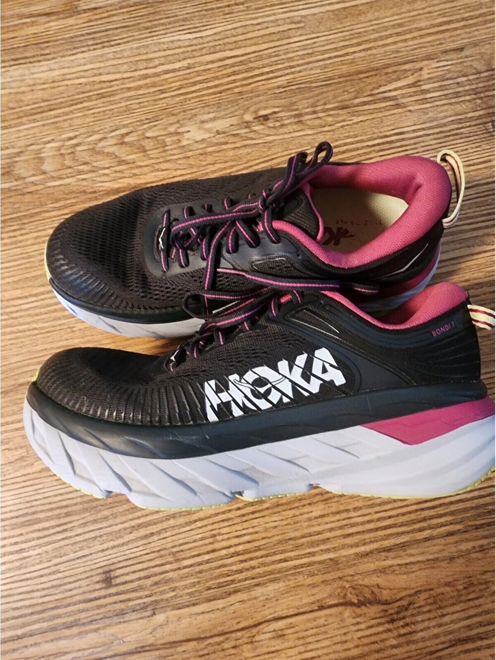 Size 6,5 Hoka One BONDI 7 Women's Running Shoes Blue Graphite Festival fuchsia